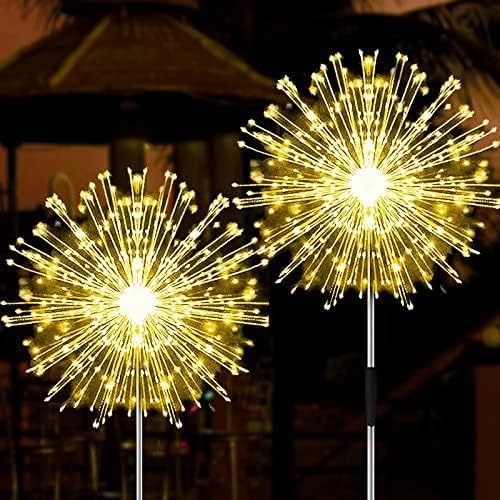 JJGoo Solar Garden Lights, 2 Pack 135 LEDs, Waterproof Solar Firework Lights for Garden, Patio, Party