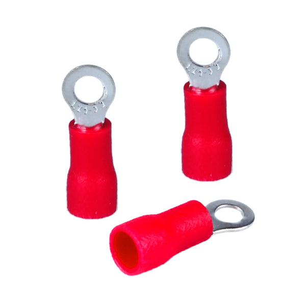 RV1.5-3 Insulated Ring Electrical Wire Connectors, Pre-Insulating Terminal Crimp for 22-16AWG (0.5-1.5mm) Cable, 100pcs