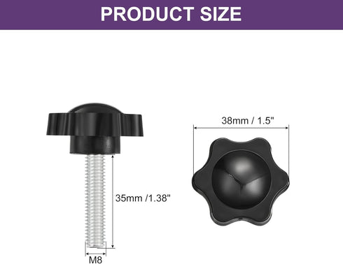 uxcell 1Pcs Star Knobs, M8x35mm Plastic Hex Shaped Clamping Handle Screw Knobs for Machinery Umbrella Base Replacement