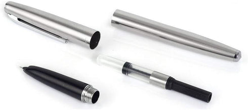 Gullor 5 PCS Classic Stainless Steel EF Nib Fountain Pens Set with Ink Converters