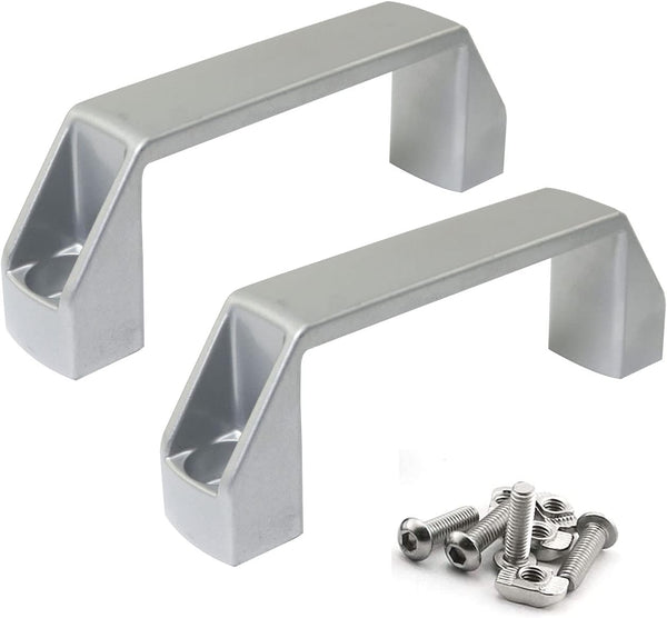 2-Pack Silver Aluminium Alloy Rectangular Industrial Pull Handle for 20 Series Aluminum Extrusion Profile 90mm