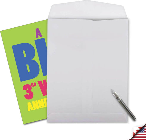NobleWorks Big 3rd Work Anniversary Card, Jumbo 8.5 x 11 Notecard for 3 Year Employee w/Envelope for Men, Women