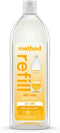 Method Super Shine Liquid Dish Soap Refill, Powered by Enzymes, Coastal Citron