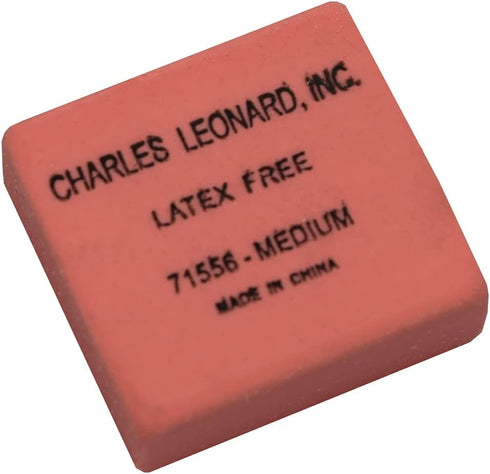 Charles Leonard Synthetic Eraser, Latex Free, Block Shape, Medium, Pink, Box of 60