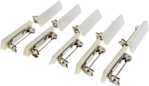 Bulk 50 Pack Premium Safety Bar Pins with Adhesive Sticky Back & Metal Locking Clasp for ID Badges