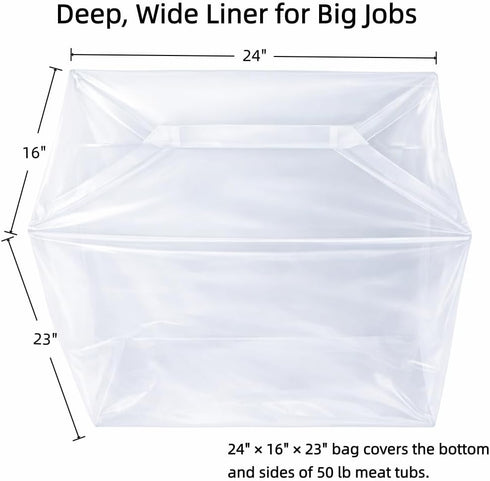 FAQQI 50 lb 10 Pack 4 24 16 23 Inch meat lug liners Mil Heavy Duty Meat Tub Liners, x x Bags for Meat Totes, Meat