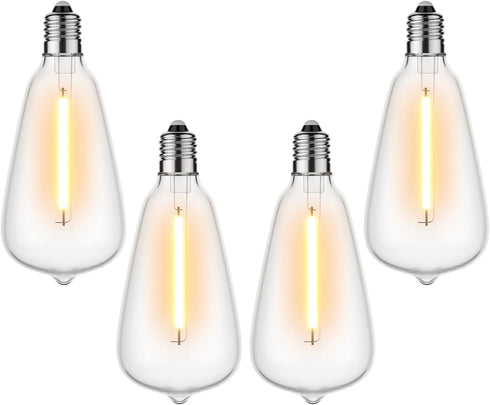 GLUROO LED String Light Bulbs, ST38 Shatterproof, E12 C7 Screw Base, 1W Equivalent to 7W Incandescent, 4 Pack