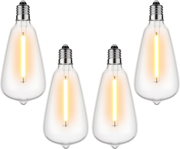 GLUROO LED String Light Bulbs, ST38 Shatterproof, E12 C7 Screw Base, 1W Equivalent to 7W Incandescent, 4 Pack