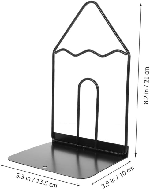 Amosfun Decorative Iron Book Stand Premium Metal Bookend for Desk Organization Smooth Edges Design for Home Office