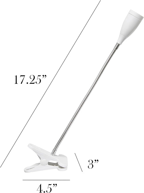 Simple Designs LD2005-WHT Flexible Gooseneck LED Clip Light Desk Lamp, White