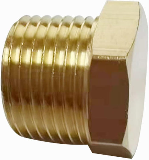 YOUHO 1/4" Npt Adapter for Pipe Fittings - Brass Pipe Fitting Hex Head Plug with Thread (3 Packs)