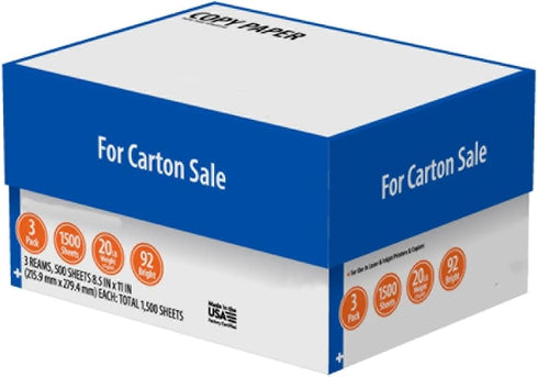Generic 8.5" 11", 92 20 lb., 3 (1,500 Copy Paper, x Bright, White, Ream Case Sheets)