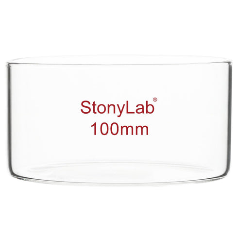 stonylab Thick-Wall High Borosilicate Glass Crystallizing Dish, Flat Bottom, No Spout, O.D. 100 mm, 300 ml