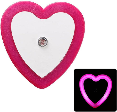 ausuky Heart-Shaped LED Night Light Lamp - Pink, Auto Sensor