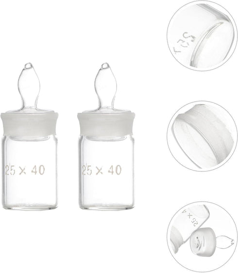 Hemobllo Glass Beakers 2pcs Weighing Bottle Weight Bottle Chemistry Scientific Laboratory Equipment Pycnometer Flask Specific Gravity Bottle Pycnometer Bottle Flat Weighing Pan Glass by Hemobllo