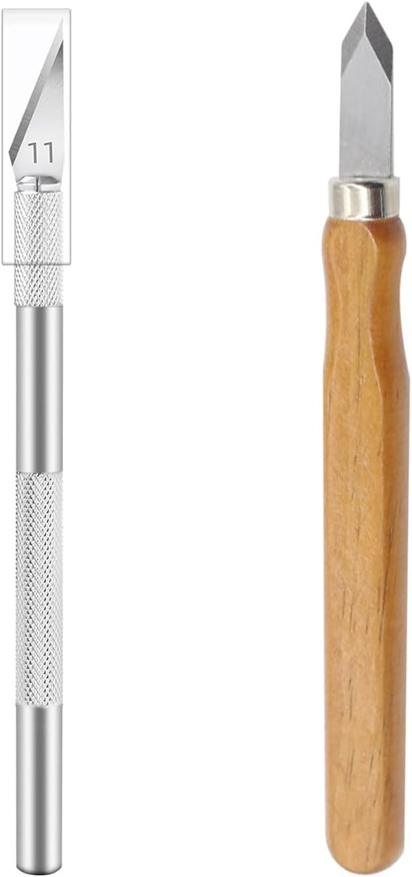 2Pack Marking Knife for Woodworkers, High Carbon Steel Blade Precision Scribe, Double & Single Bevel Scoring Knife