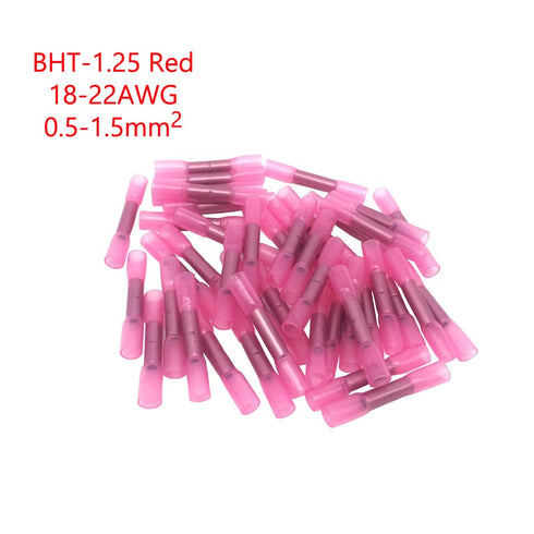 ESUPPORT 50Pack Red Heat Shrink Butt Wire Electrical Crimp Terminal Connector 18-22 AWG