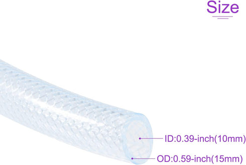 DMiotech 10mm ID 15mm OD Braided PVC Tube, Flexible Hose Tubing for Garden Water, 3 Meter Length