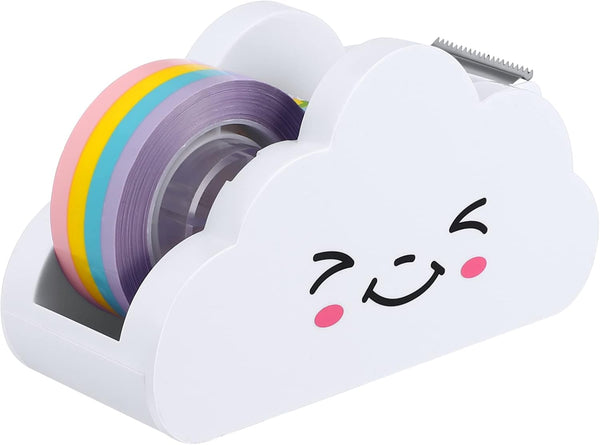 STOBOK Desktop Tape Dispenser - Creative Cloud Holder with Rainbow Tape Roll Cutter for Kids Art Craft