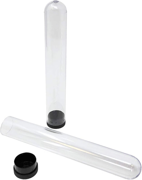 Prestige Import Group - 0.812" Interior Diameter Clear Acrylic Plastic Empty Storage Tubes - Round Bottom - 70ml Capacity, Press Fit Cap - 10 Pack