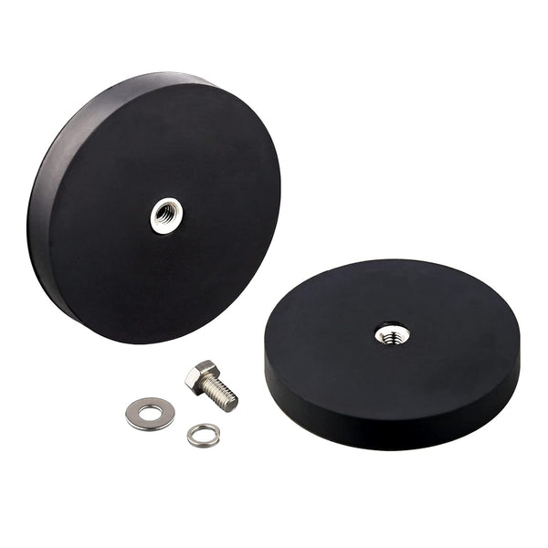 MUTUACTOR 62LB Anti-Scratch Neodymium Rubber Coated Magnet with M6 Female Thread, Strong Mounting Magnet for Tools