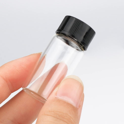 Furnido 20ml Glass Sample Vial, 20 Pcs Empty Refillable Glass Bottle with Black Screw Caps for Essential Oil Storage