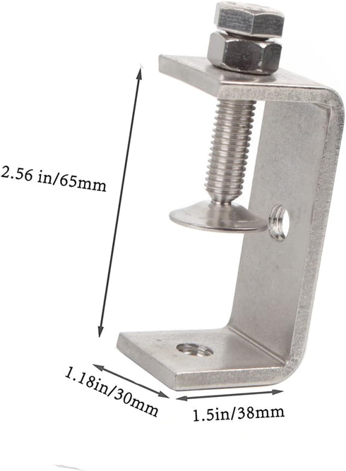 2Pcs 304 Stainless Steel C Clamp 65MM, Heavy Duty Adjustable Wide Jaw Opening C Clamp for Woodworking