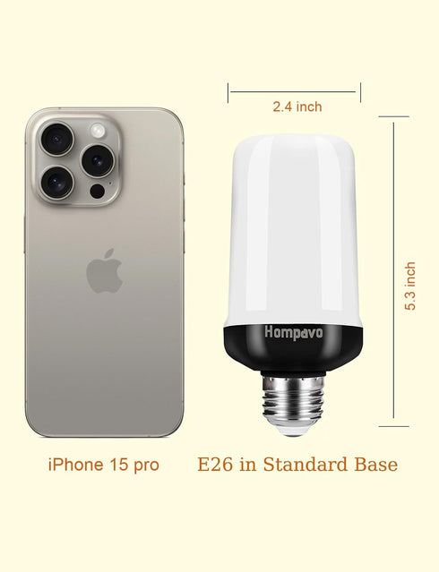 Hompavo Upgraded LED Flame Light Bulbs, 4 Modes Flickering, E26/E27 Flame Bulb for Halloween Christmas Party, 2 Pack