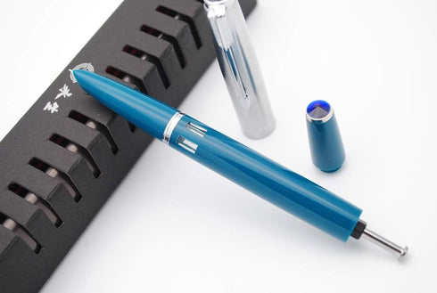 czxwyst 2019 New Version 601 Steel Cap Vacumatic Fountain Pen, Blue-Green with Ink Window