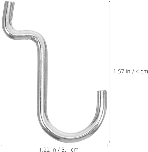 20pcs FOMIYES Silver Iron Pegboard Hooks Metal Tool Storage Wire Shelving Hooks Workshop Wall Hanging Organizer