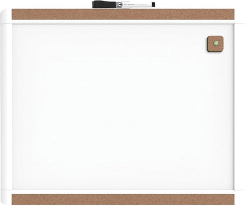 U Brands PinIt Combination Dry Erase Board, 16” x 20” White Frame Office Supplies with Marker and Magnet