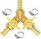 Beduan 3 Way Shut Off Ball Valve, 3/8" Hose Barb, Brass Y Shaped Valve with 2 Switches