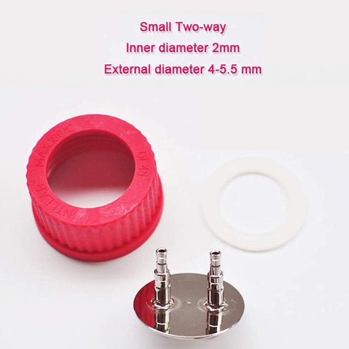 316 Stainless Steel Small 2-Port Vent Assembly for GL45 Universal Laboratory Glass Bottles, 45 mm