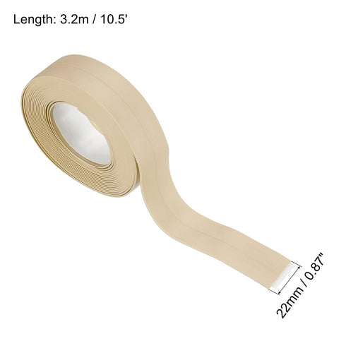 uxcell Waterproof Seal Caulk Strip Tape Self Adhesive 0.87"W x 10.5'L PVC Sealing Tape for Kitchen Bathroom Beige