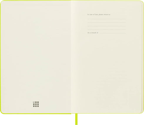 Moleskine Classic Notebook, Hard Cover, Large (5" x 8.25"), Plain/Blank, Lemon Green, 240 Pages for Writing and