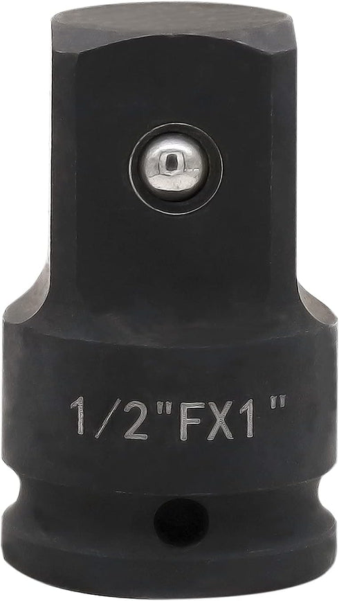 Impact Socket Adapter and Reducer, 1/2 Inch Drive F to 1 Inch M, Chrome Molybdenum Steel Converter