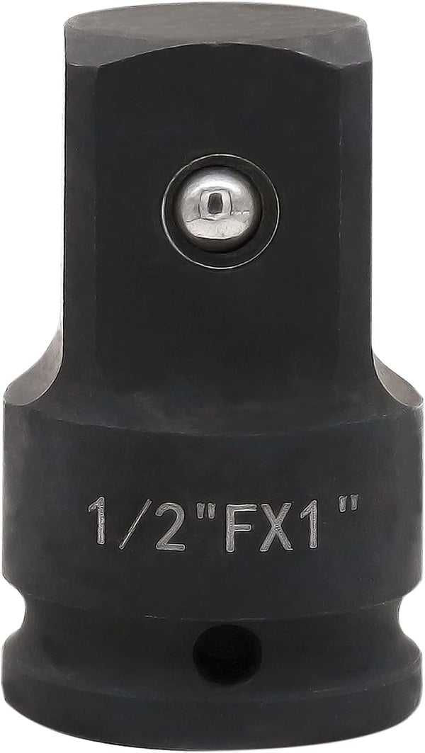 Impact Socket Adapter and Reducer, 1/2 Inch Drive F to 1 Inch M, Chrome Molybdenum Steel Converter
