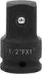 Impact Socket Adapter and Reducer, 1/2 Inch Drive F to 1 Inch M, Chrome Molybdenum Steel Converter