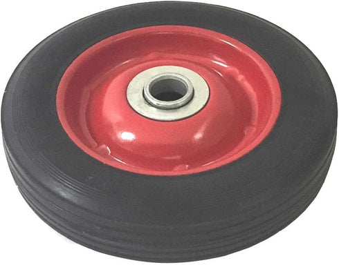 Solid Rubber Flat Free Tire 6" x 1.5" Hand Truck Wheel, 1.25" Offset Hub, 5/8" Axle, 350 lbs Capacity