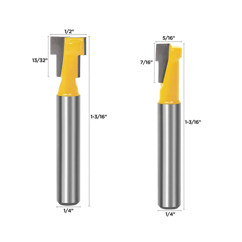 TOEVER 5pcs Set, 1/4 Inch Set 5/16&3/8 1/2 &5/8 &7/16 Inch Keyhole Router Bits Shank Router bits, Router Bit & Blade