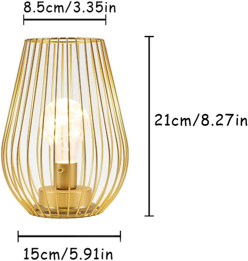 8'' Bulb TRIROCKS Metal Battery Operated Lamp Tall Cage Shape Cordless Table Lantern with Warm Fairy Lights