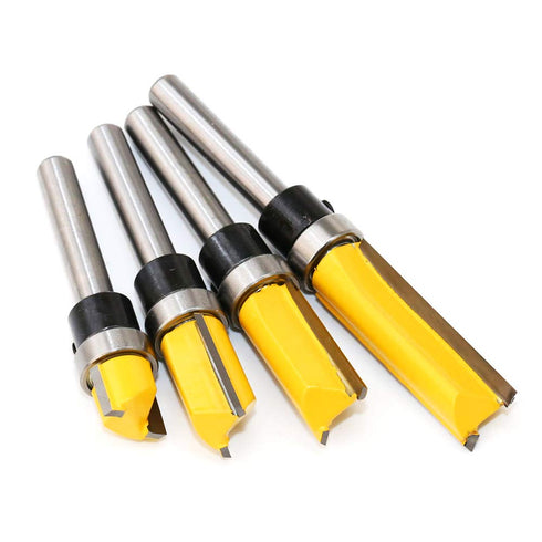 1/4 Inch Set (4 Shank Pattern Flush Trim Router Bit Sizes)