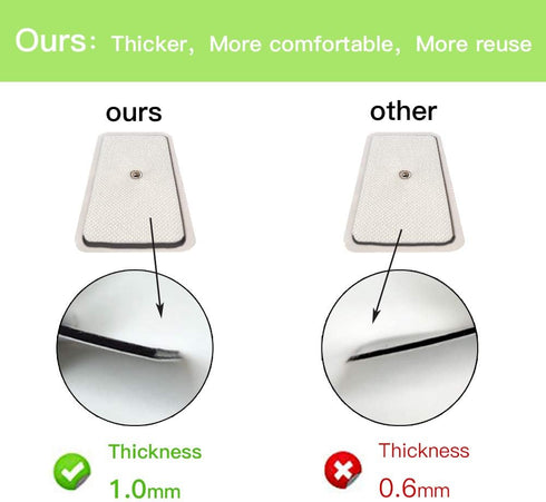 20 Pack 2"x4" TENS Snap Electrodes Pads - Compatible with All TENS/EMS Devices, Durable Conductive Pads