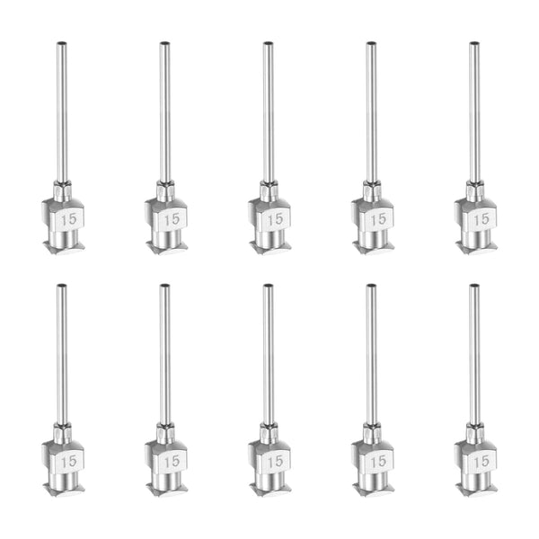 10pcs 15Gauge Stainless Steel Dispensing Needles, 1" All Metal Blunt Tips for Lab Use