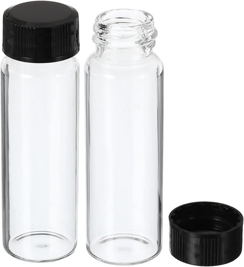 PATIKIL 15mL Reagent Media Bottle, 24 Pack Round Glass Storage Bottles with Plastic Screw Cap for Lab, Home