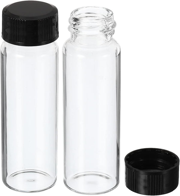 PATIKIL 15mL Reagent Media Bottle, 24 Pack Round Glass Storage Bottles with Plastic Screw Cap for Lab, Home
