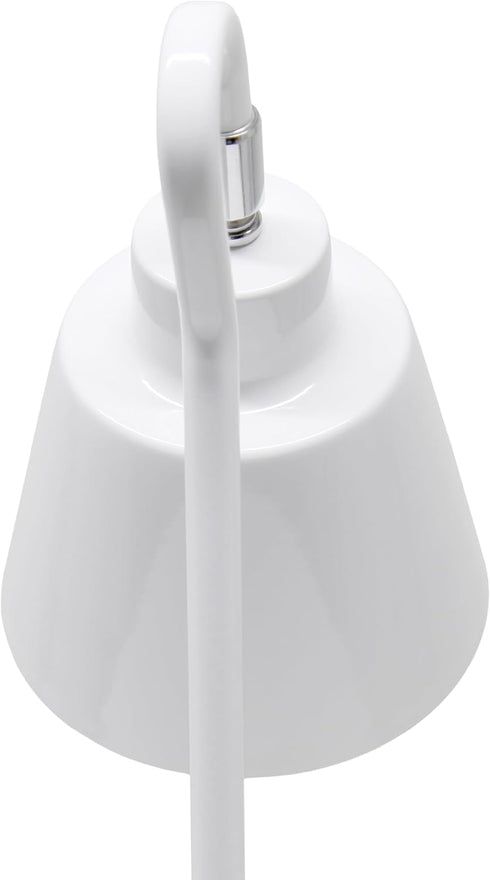 LD1079-WHT 16" Simple Designs Sleek Essentials Metal Looped Desk Task Lamp with Adjustable Shade, for Office, Desk