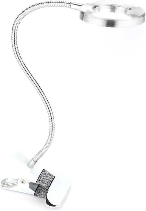 Adjustable LED Magnifier with Clamp Lamp, Rechargeable Magnifying Lamp