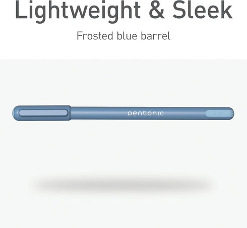 Pentonic Ballpoint Pens, 10 Count, Frosted Pale Blue Barrel, 0.7 mm Fine Point for Journaling & Note Taking