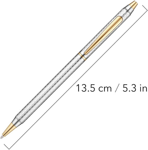 Unibene Slim Metallic Retractable Ballpoint Pens, Carved Chrome & Gold, 6 Pack Black Ink, Nice Gift for Office Students